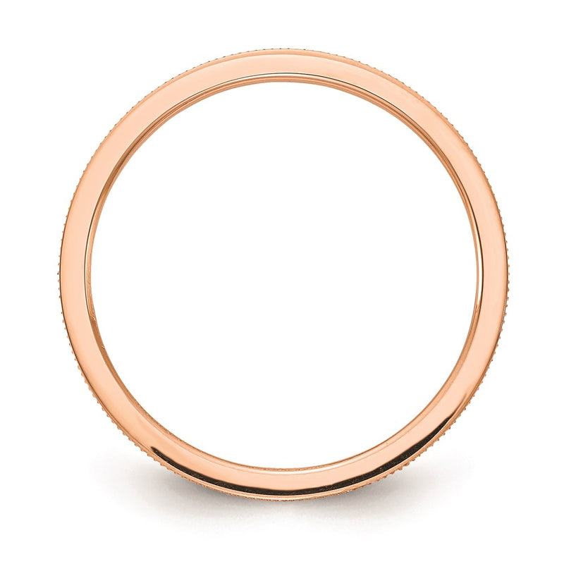 14K Rose Gold 1.2mm Line Pattern Stackable Band
