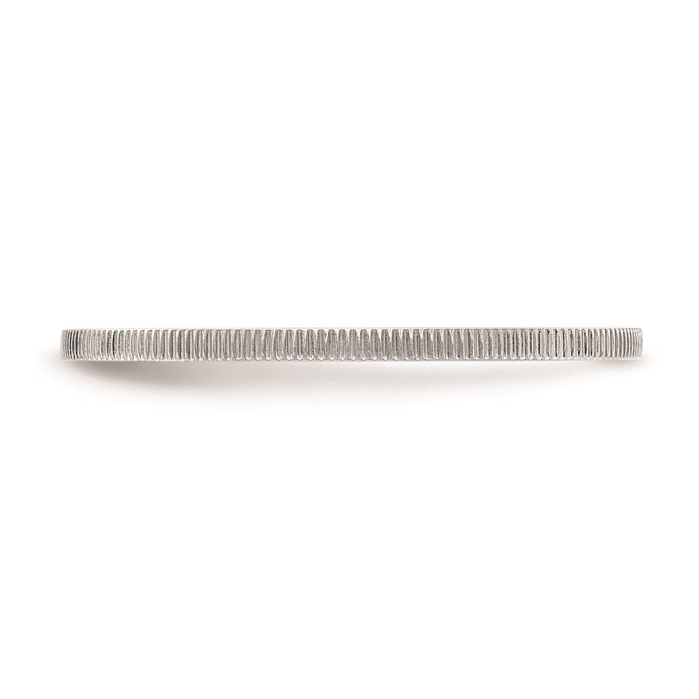 14K White Gold 1.2mm Line Pattern Stackable Band
