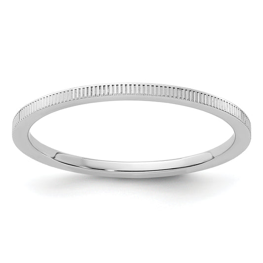14K White Gold 1.2mm Line Pattern Stackable Band