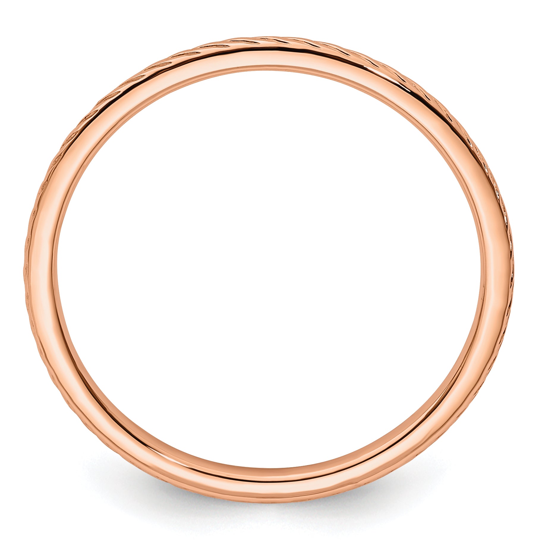10K Rose Gold 10K 1.2mm Twisted Wire Pattern Stackable Band Size 8.5