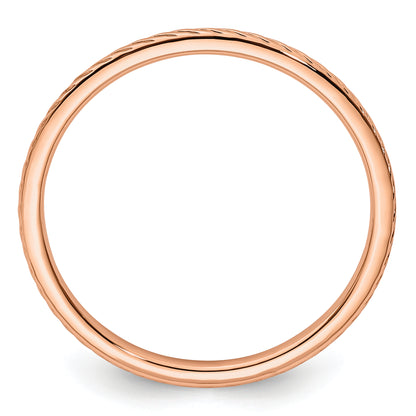 10K Rose Gold 10K 1.2mm Twisted Wire Pattern Stackable Band Size 8.5