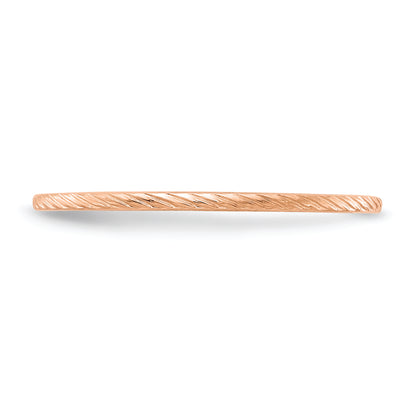 10K Rose Gold 10K 1.2mm Twisted Wire Pattern Stackable Band Size 4.5