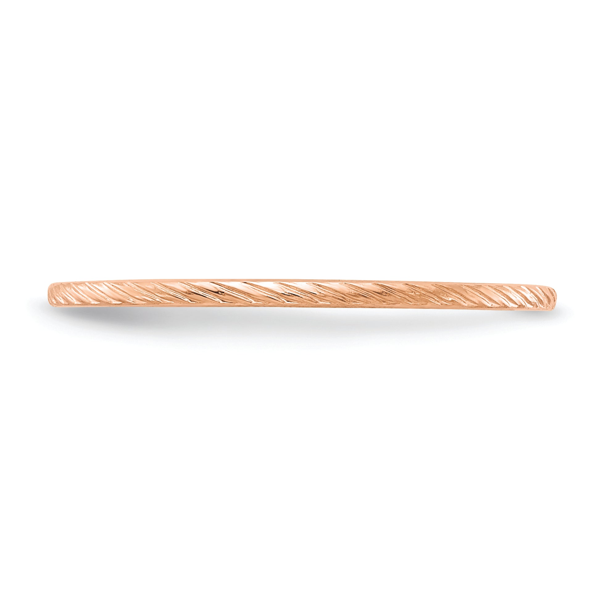 10K Rose Gold 10K 1.2mm Twisted Wire Pattern Stackable Band Size 8.5