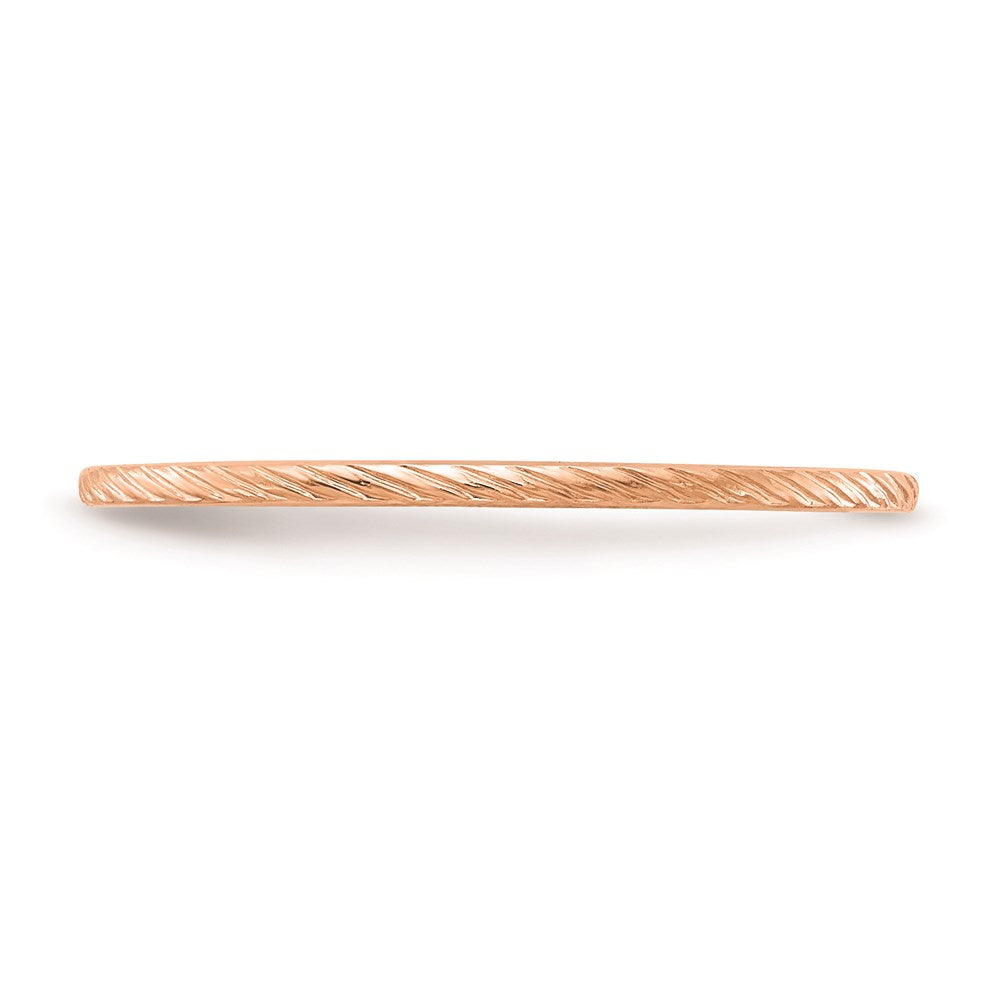10K Rose Gold 10K 1.2mm Twisted Wire Pattern Stackable Band Size 4.5