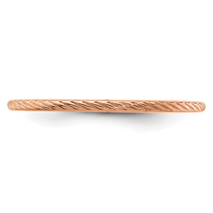 10K Rose Gold 10K 1.2mm Twisted Wire Pattern Stackable Band Size 8.5