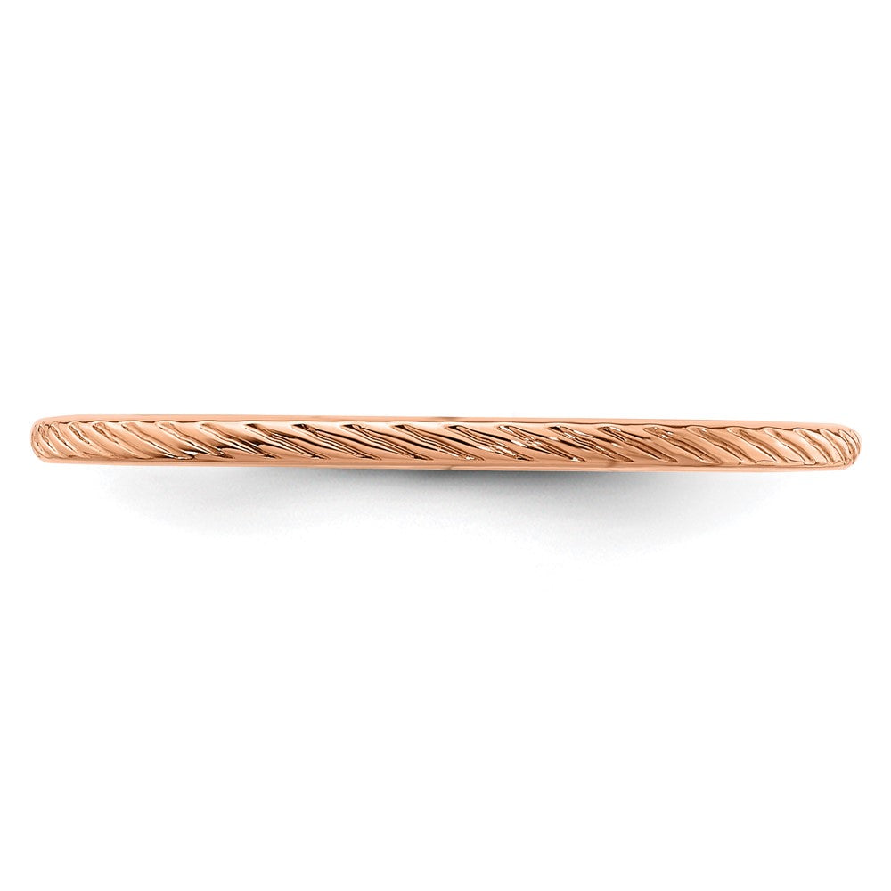 10K Rose Gold 10K 1.2mm Twisted Wire Pattern Stackable Band Size 4.5