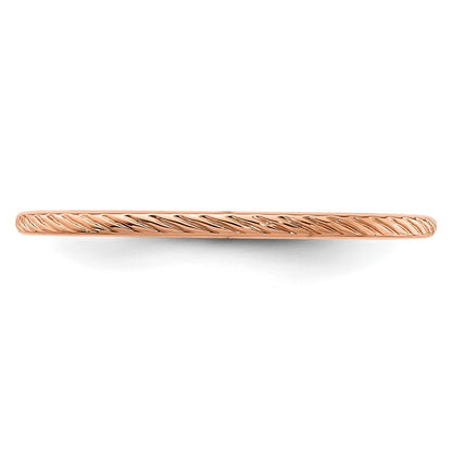 10K Rose Gold 10K 1.2mm Twisted Wire Pattern Stackable Band Size 4.5