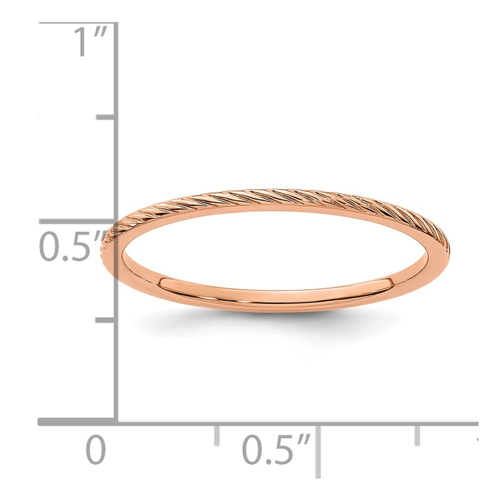 10K Rose Gold 10K 1.2mm Twisted Wire Pattern Stackable Band Size 4.5