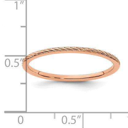 10K Rose Gold 10K 1.2mm Twisted Wire Pattern Stackable Band Size 8.5