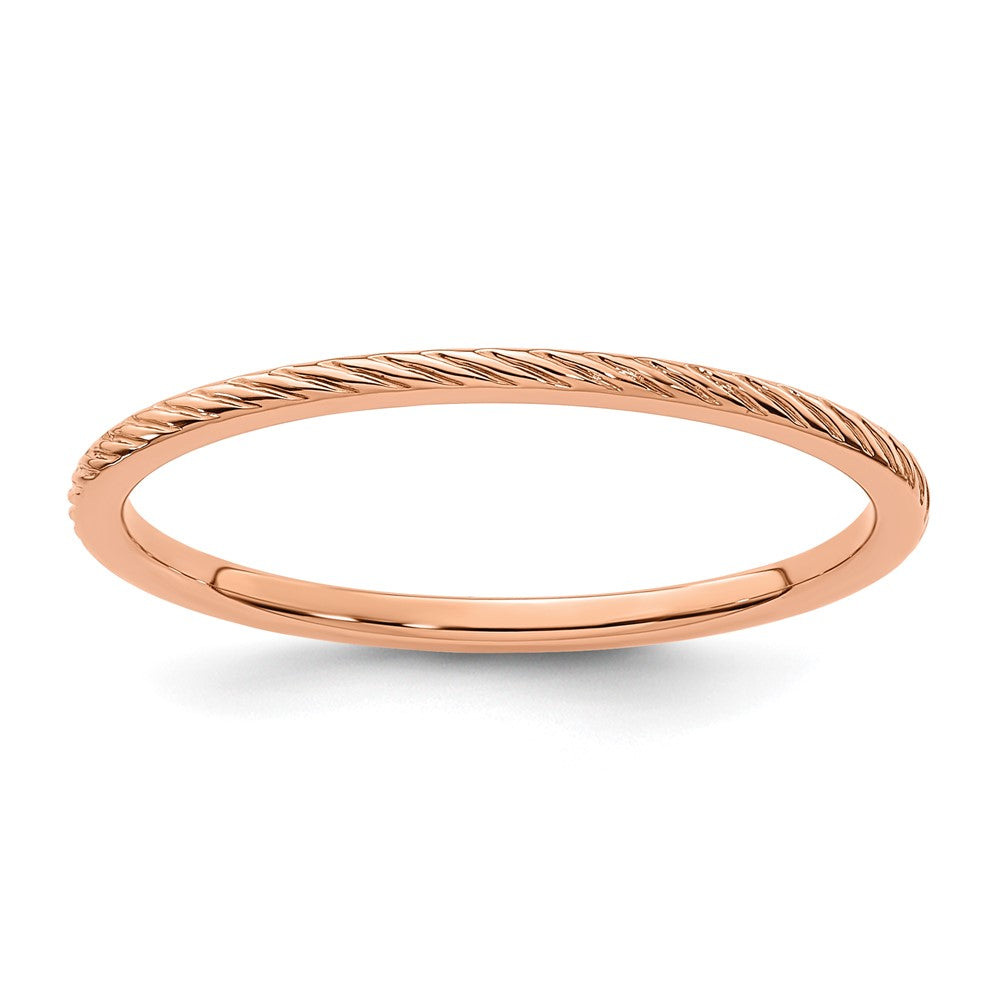 10K Rose Gold 10K 1.2mm Twisted Wire Pattern Stackable Band Size 4.5