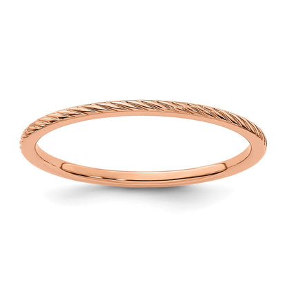 10K Rose Gold 10K 1.2mm Twisted Wire Pattern Stackable Band Size 4.5