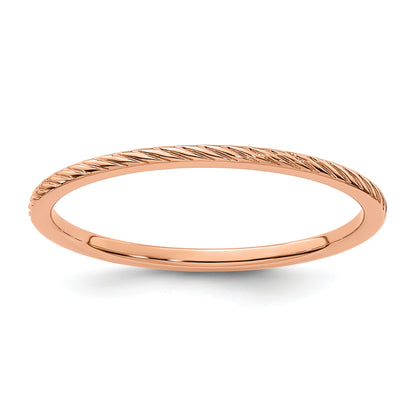 10K Rose Gold 10K 1.2mm Twisted Wire Pattern Stackable Band Size 4.5