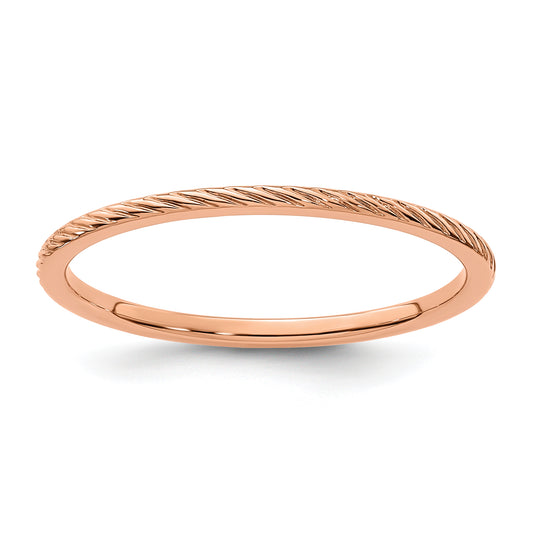 10K Rose Gold 10K 1.2mm Twisted Wire Pattern Stackable Band Size 8.5