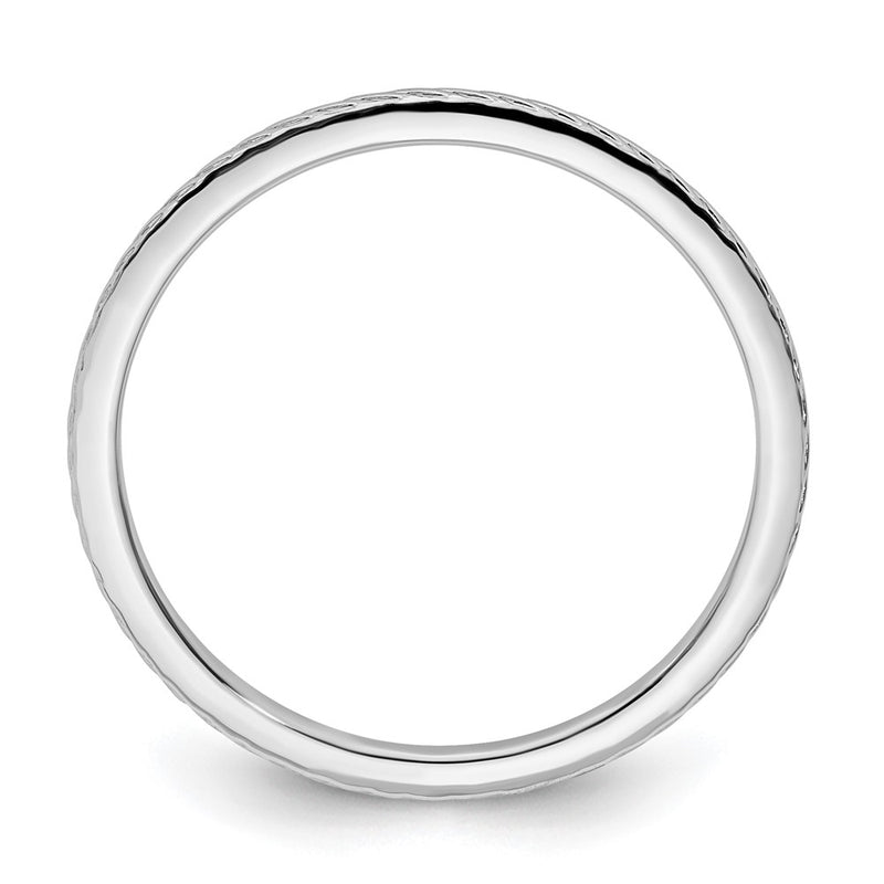 10K White Gold 10K 1.2mm Twisted Wire Pattern Stackable Band Size 7.5