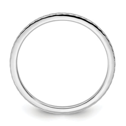 10K White Gold 10K 1.2mm Twisted Wire Pattern Stackable Band Size 7.5
