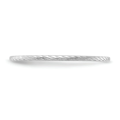 10K White Gold 10K 1.2mm Twisted Wire Pattern Stackable Band Size 7.5
