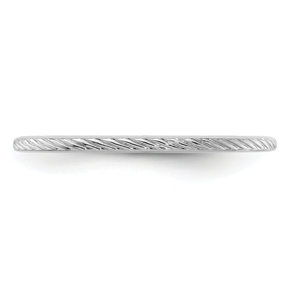 10K White Gold 10K 1.2mm Twisted Wire Pattern Stackable Band Size 7.5