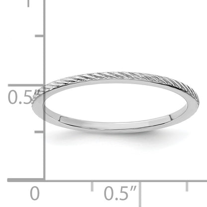 10K White Gold 10K 1.2mm Twisted Wire Pattern Stackable Band Size 7.5