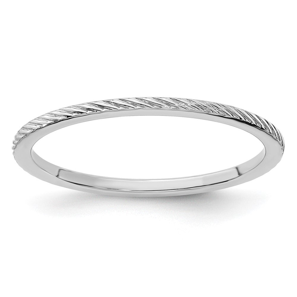 10K White Gold 10K 1.2mm Twisted Wire Pattern Stackable Band Size 4.5