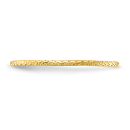10K Yellow Gold 10K 1.2mm Twisted Wire Pattern Stackable Band Size 9.5