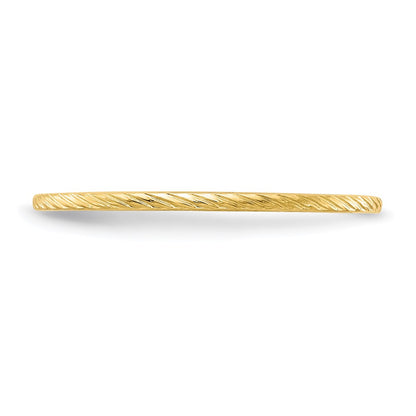 10K Yellow Gold 10K 1.2mm Twisted Wire Pattern Stackable Band Size 8