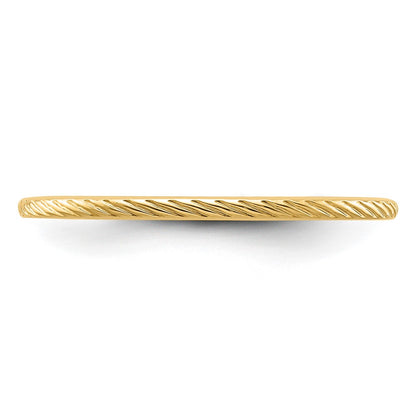10K Yellow Gold 10K 1.2mm Twisted Wire Pattern Stackable Band Size 9