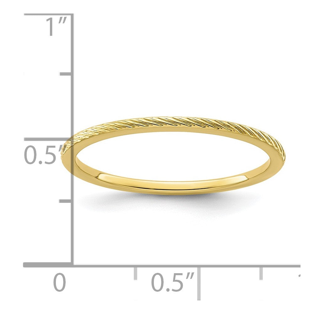 10K Yellow Gold 10K 1.2mm Twisted Wire Pattern Stackable Band Size 8