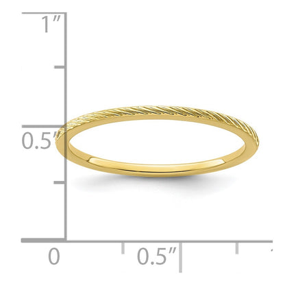 10K Yellow Gold 10K 1.2mm Twisted Wire Pattern Stackable Band Size 8