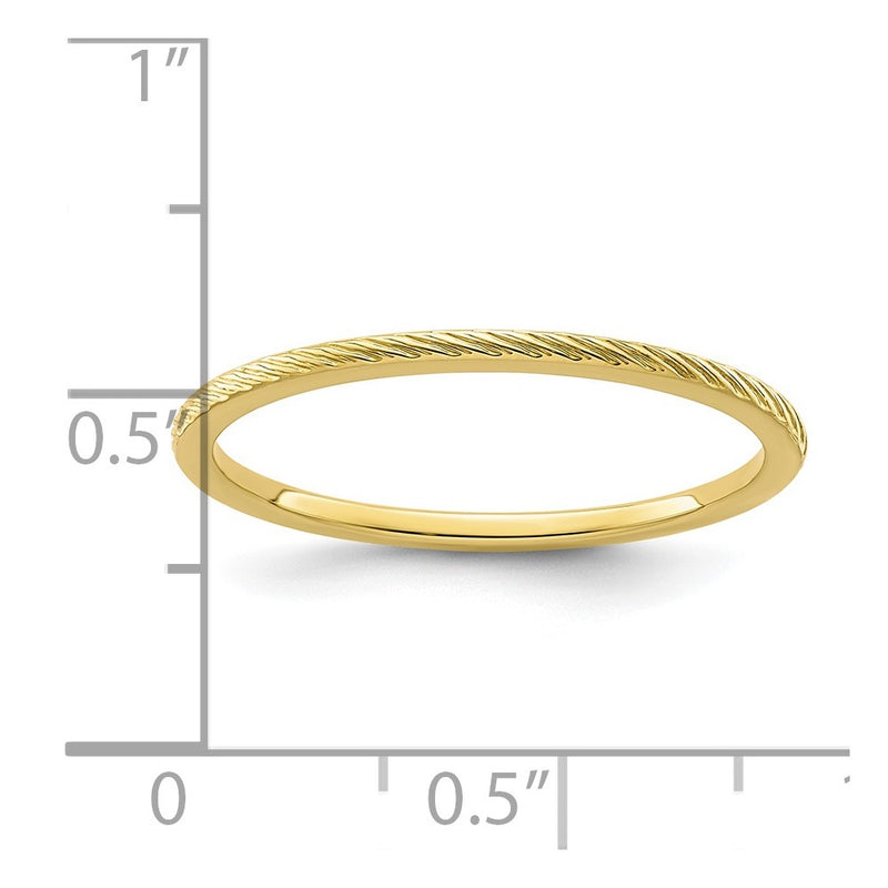 10K Gold 1.2mm Twisted Wire Pattern Stackable Band