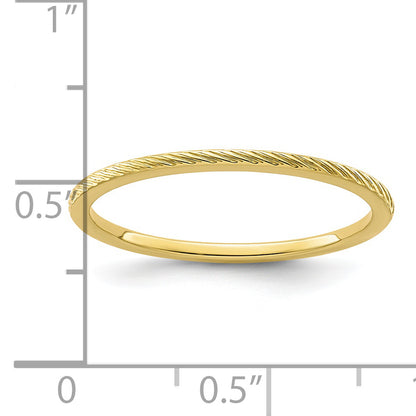 10K Yellow Gold 10K 1.2mm Twisted Wire Pattern Stackable Band Size 9.5