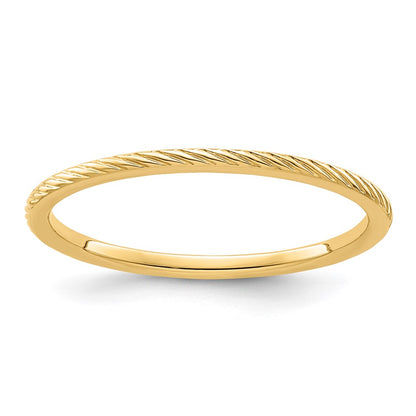 10K Yellow Gold 10K 1.2mm Twisted Wire Pattern Stackable Band Size 8.5