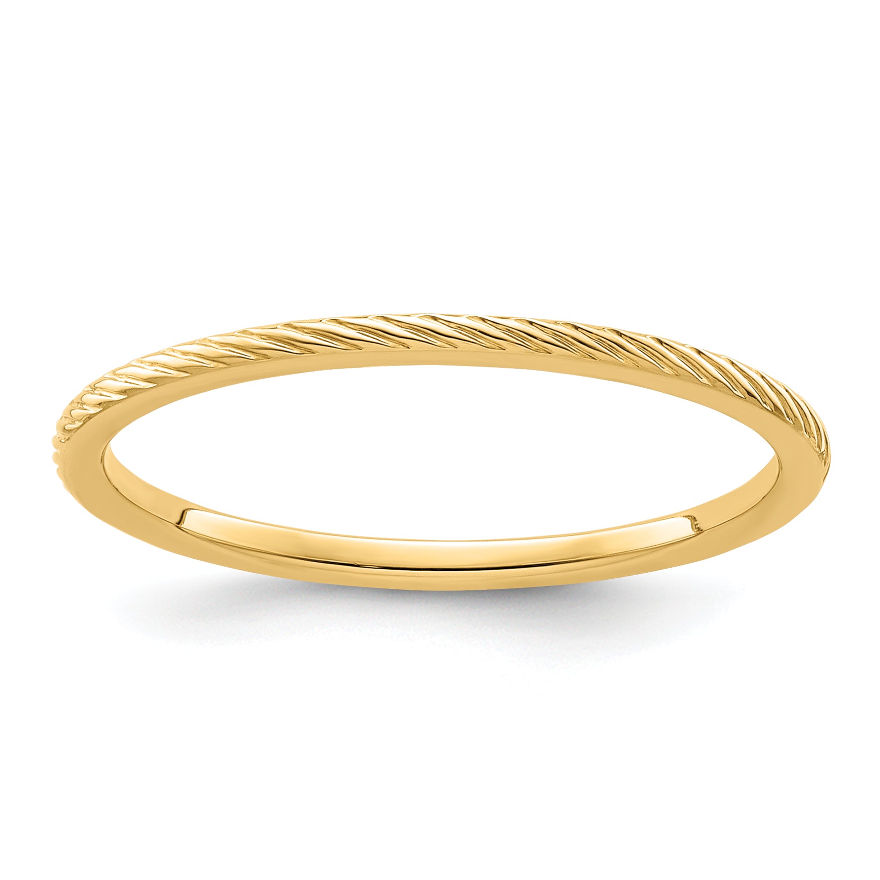 10K Yellow Gold 10K 1.2mm Twisted Wire Pattern Stackable Band Size 9.5