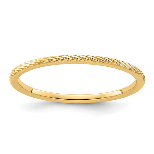 10K Yellow Gold 10K 1.2mm Twisted Wire Pattern Stackable Band Size 9.5