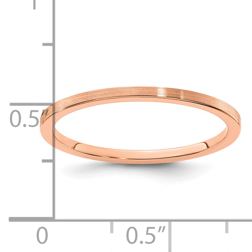10K Rose Gold 1.2mm Flat Satin Stackable Men's / Ladies Wedding Band Ring
