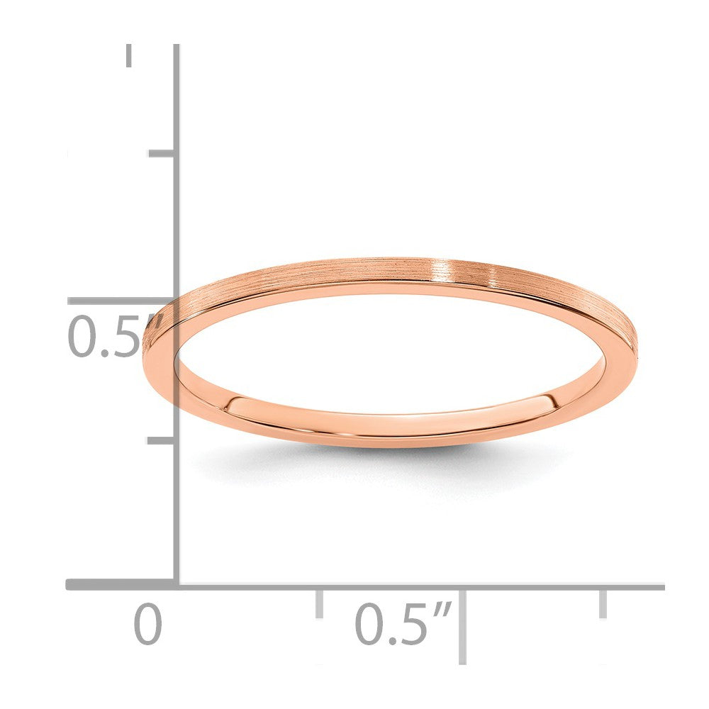 10K Rose Gold 1.2mm Flat Satin Stackable Men's / Ladies Wedding Band Ring