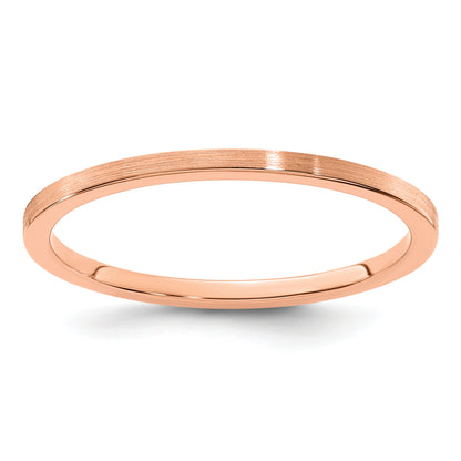 10K Rose Gold 1.2mm Flat Satin Stackable Men's / Ladies Wedding Band Ring