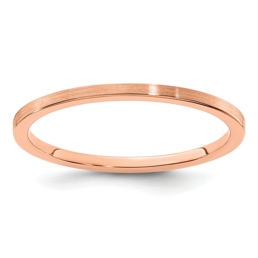 10K Rose Gold 1.2mm Flat Satin Stackable Men's / Ladies Wedding Band Ring