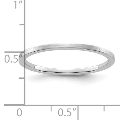 14K White Gold 1.2mm Flat Satin Stackable Men's / Ladies Wedding Band Ring