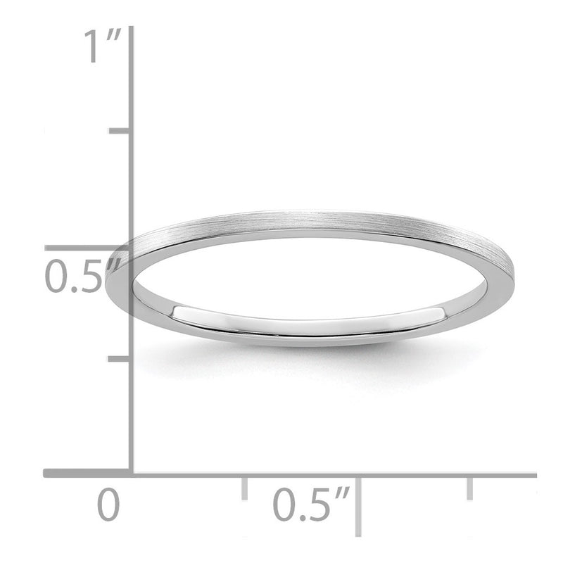14K White Gold 1.2mm Flat Satin Stackable Men's / Ladies Wedding Band Ring