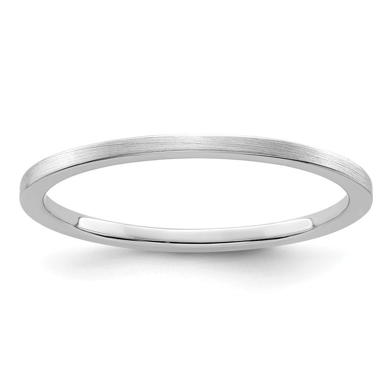 14K White Gold 1.2mm Flat Satin Stackable Men's / Ladies Wedding Band Ring