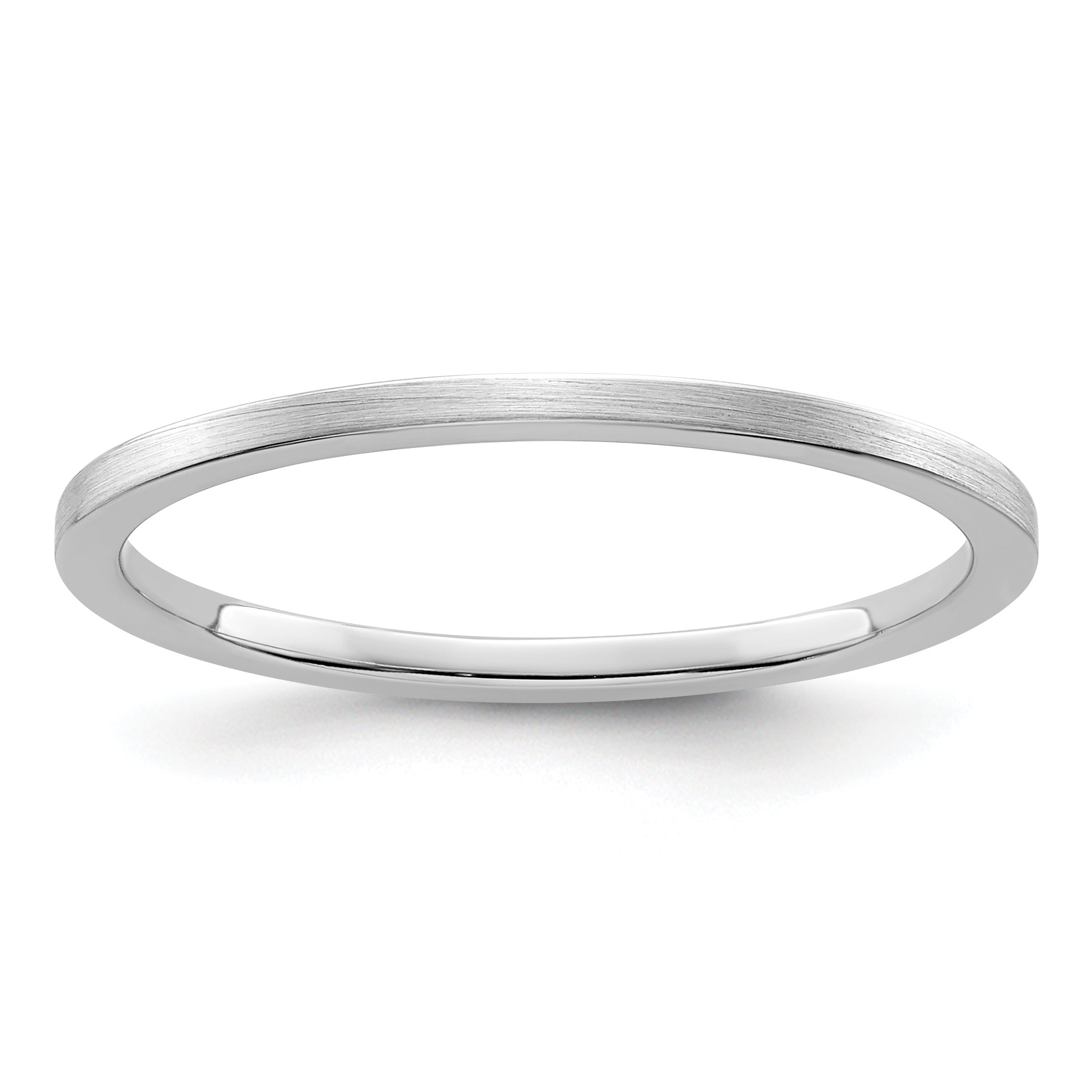 14K White Gold 1.2mm Flat Satin Stackable Men's / Ladies Wedding Band Ring