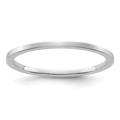 14K White Gold 1.2mm Flat Satin Stackable Men's / Ladies Wedding Band Ring