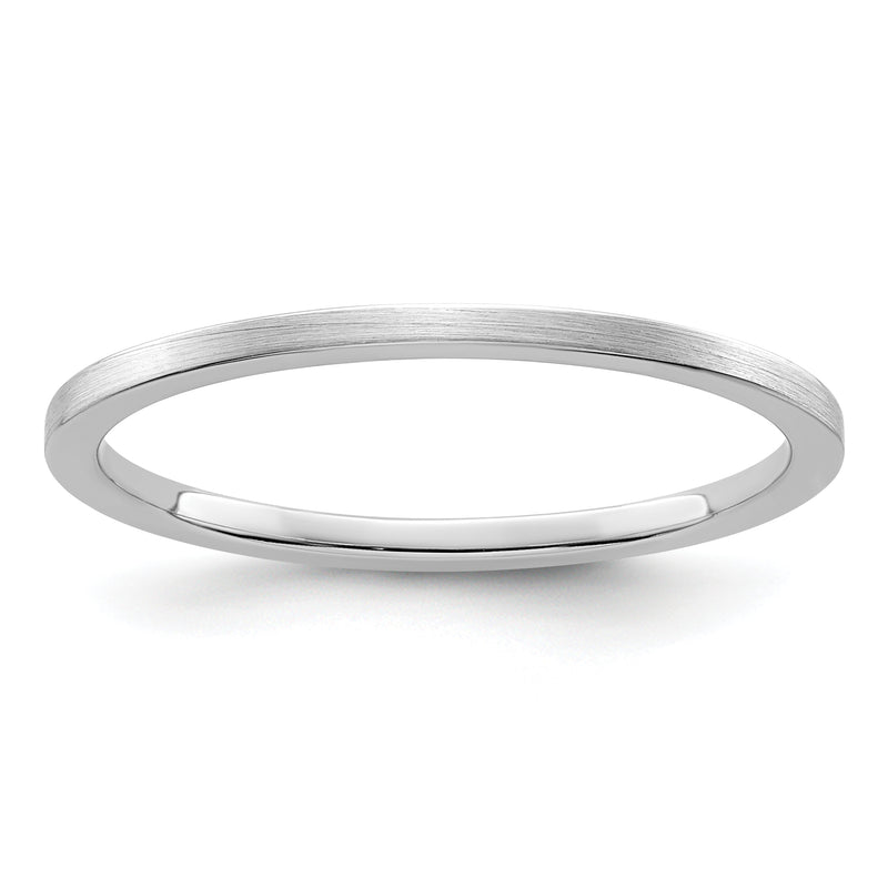 14K White Gold 1.2mm Flat Satin Stackable Men's / Ladies Wedding Band Ring