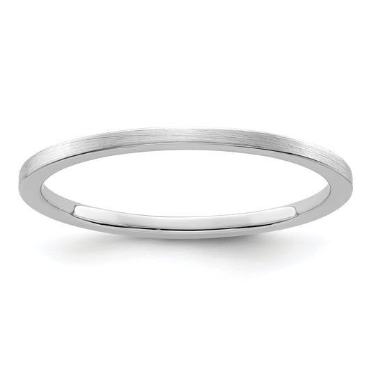 14K White Gold 1.2mm Flat Satin Stackable Men's / Ladies Wedding Band Ring