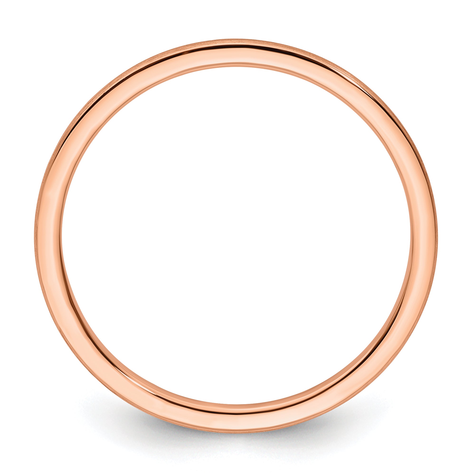 10K Rose Gold 10K 1.2mm Half Round Satin Stackable Band Size 7