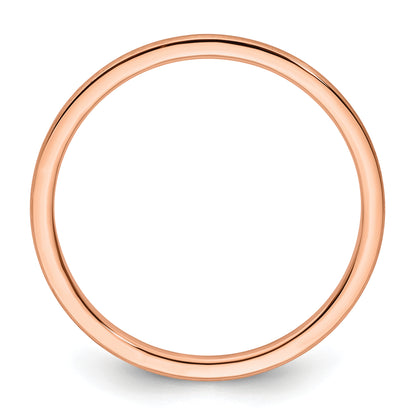 10K Rose Gold 10K 1.2mm Half Round Satin Stackable Band Size 7