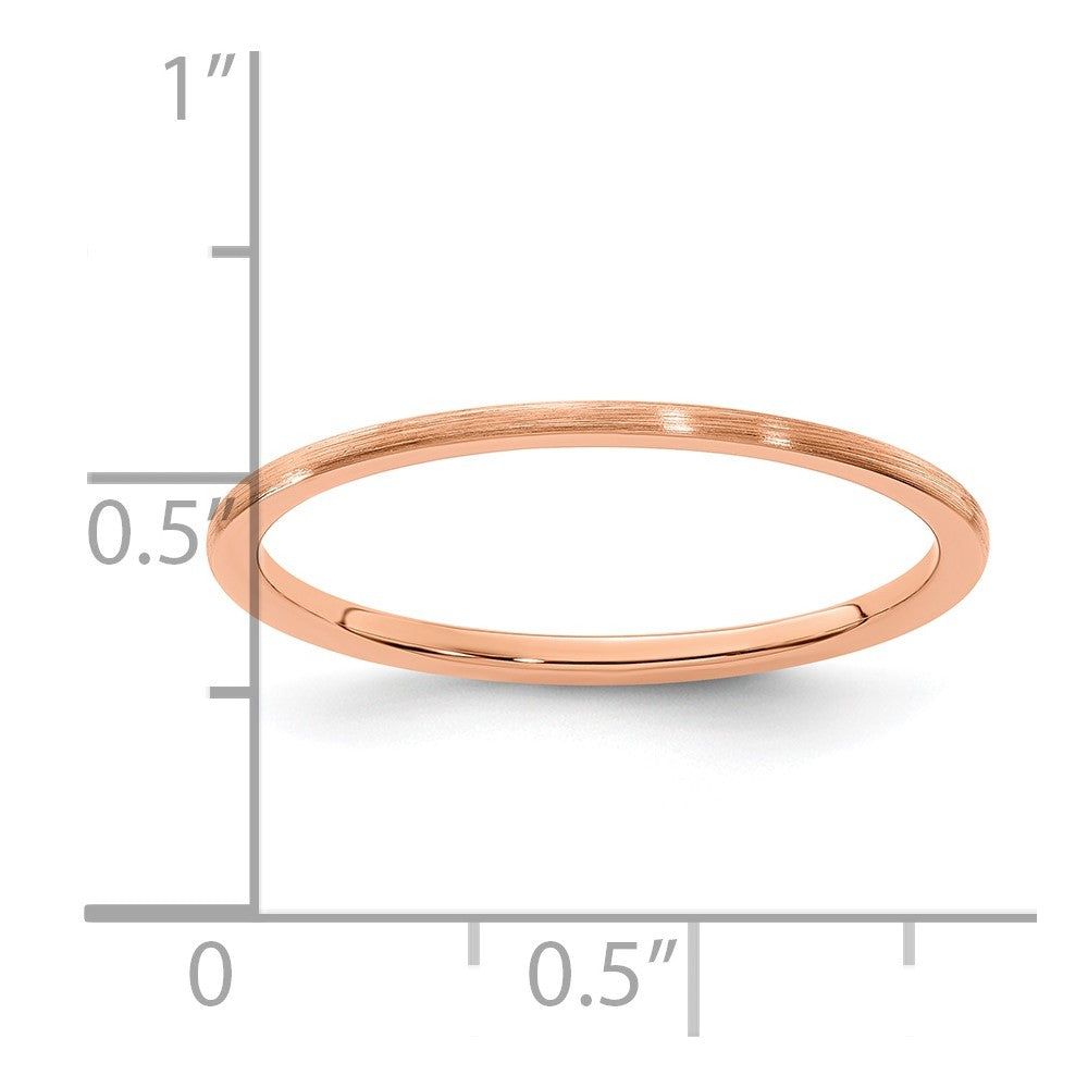 10K Rose Gold 10K 1.2mm Half Round Satin Stackable Band Size 4.5