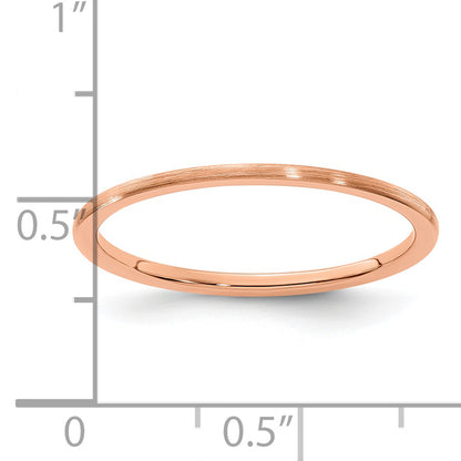 10K Rose Gold 10K 1.2mm Half Round Satin Stackable Band Size 8.5