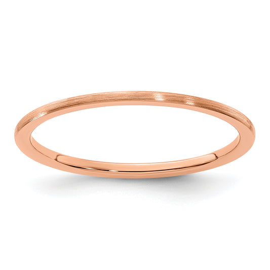 10K Rose Gold 10K 1.2mm Half Round Satin Stackable Band Size 8.5