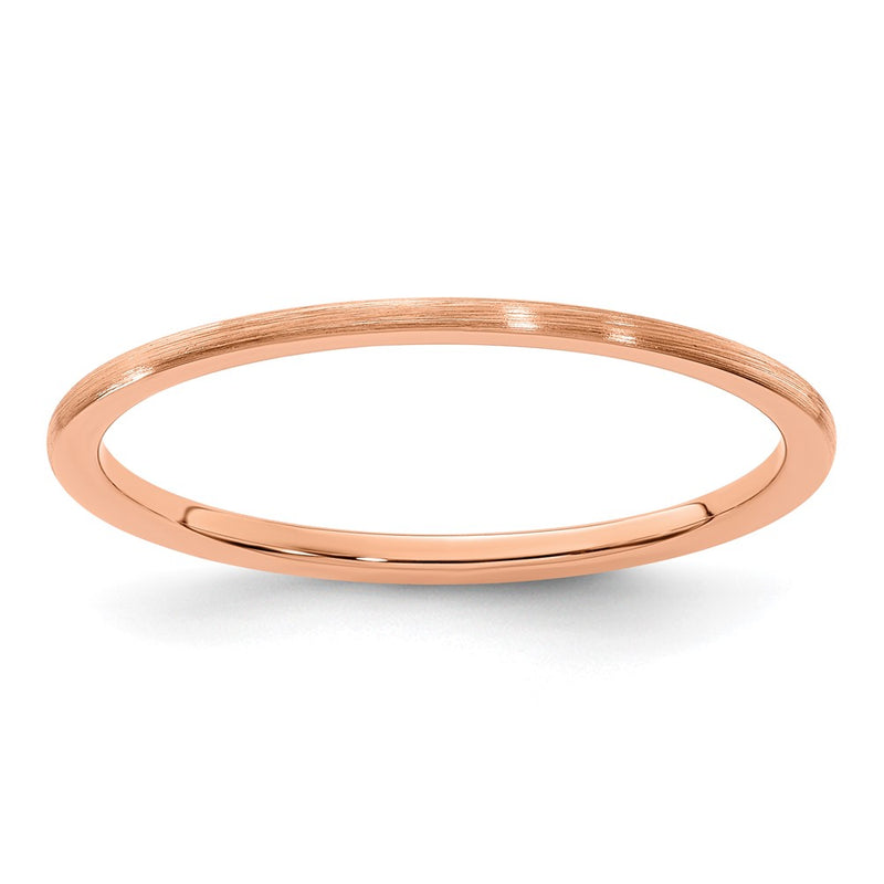 10K Rose Gold 10K 1.2mm Half Round Satin Stackable Band Size 9